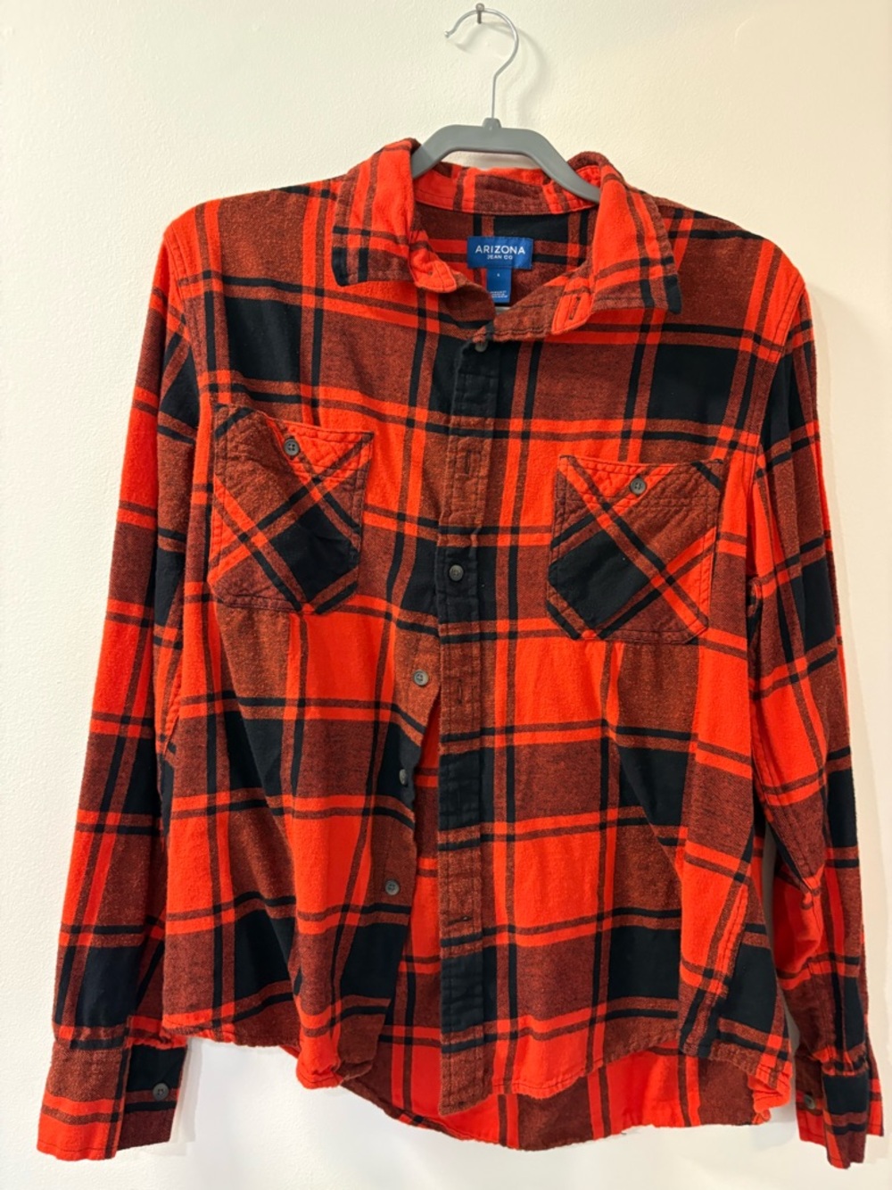 Arizona Jean Company Red and Black Plaid Button-Down Shirt